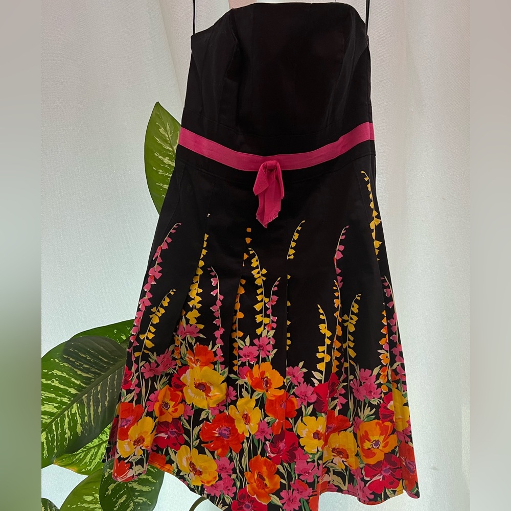 Spense Strapless Dress Sundress Black Floral size 4